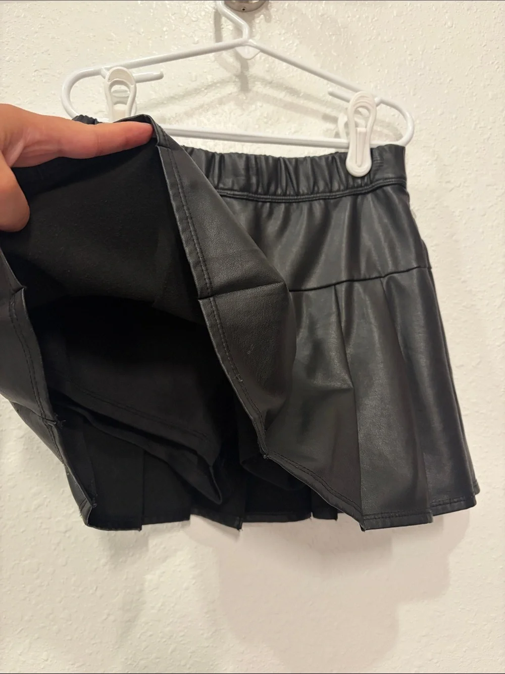 abercrombie kids - Black Faux Leather Pleated Skater Skirt